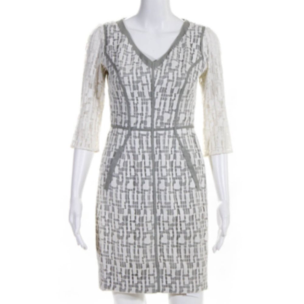 LELA ROSE Sz 2 3/4 SLEEVE SHIFT DRESS COTTON